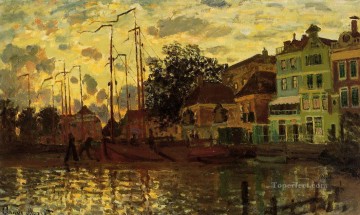  Noche Pintura - El dique de Zaandam Noche Claude Monet